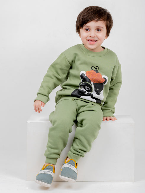 Detective Panda Fleece Suit (Asparagus)