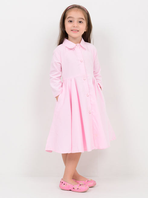 The Charming Imported Corduroy Frock (Light Pink)