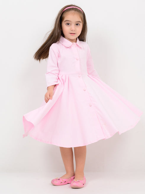 The Charming Imported Corduroy Frock (Light Pink)