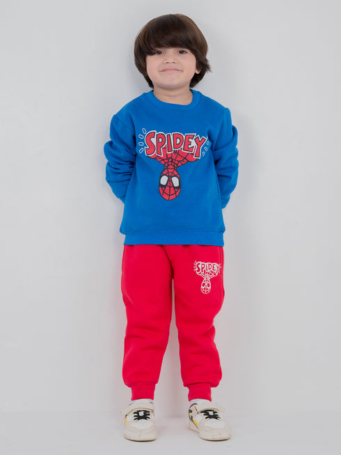 Spidey Printed Fleece Suit (Blue/Red)
