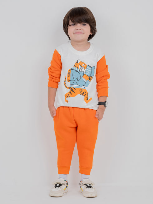 Scholar Tiger Fleece Suit (Orange/White)