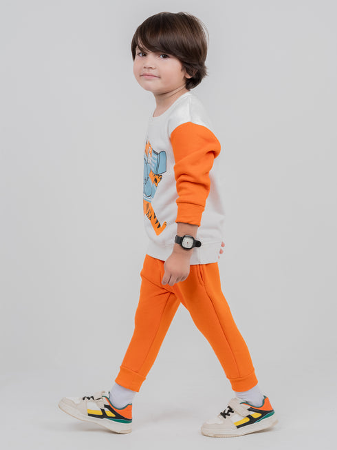 Scholar Tiger Fleece Suit (Orange/White)