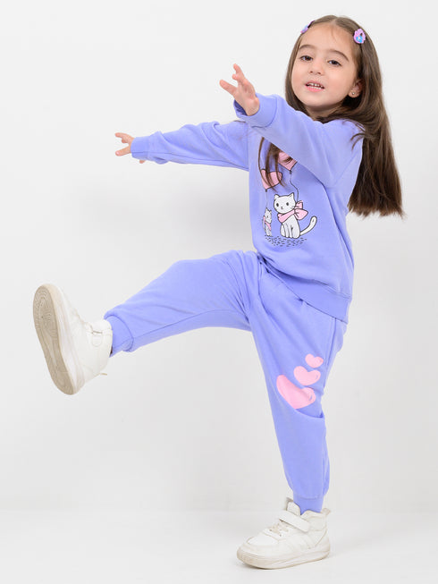 Kitty Love Fleece Suit (Lilac)