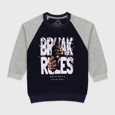 Break Rules Fleece Sweatshirt (Navy-Grey)