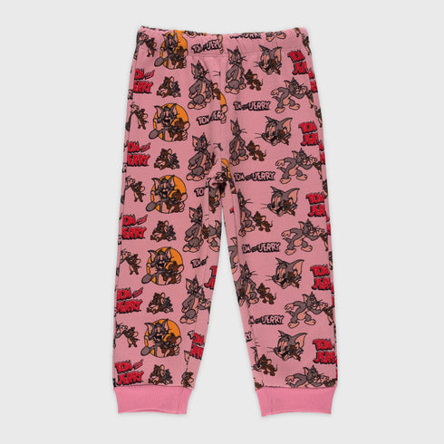 Tom & Jerry Allover Printed Fleece Tracksuit (Pink)
