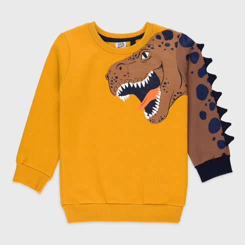 Dinosaur Printed Fleece Sweatshirt (Yellow)