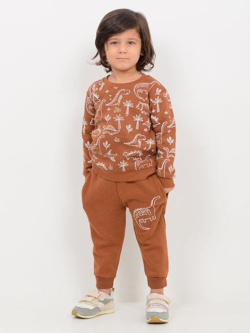 Mini Dino Ranger Fleece Suit (Toffee Brown)