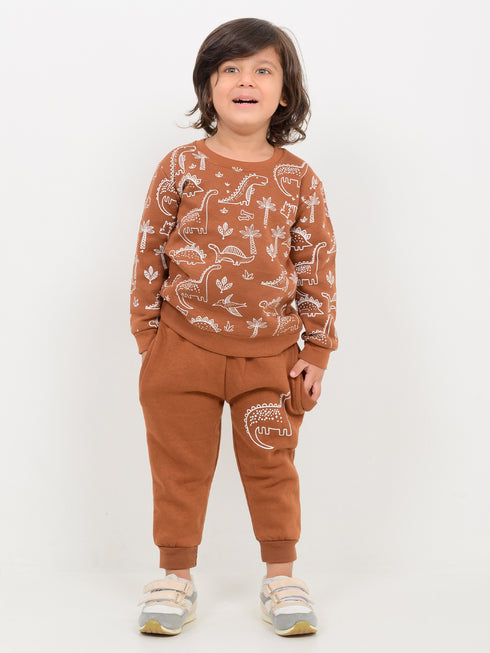 Mini Dino Ranger Fleece Suit (Toffee Brown)