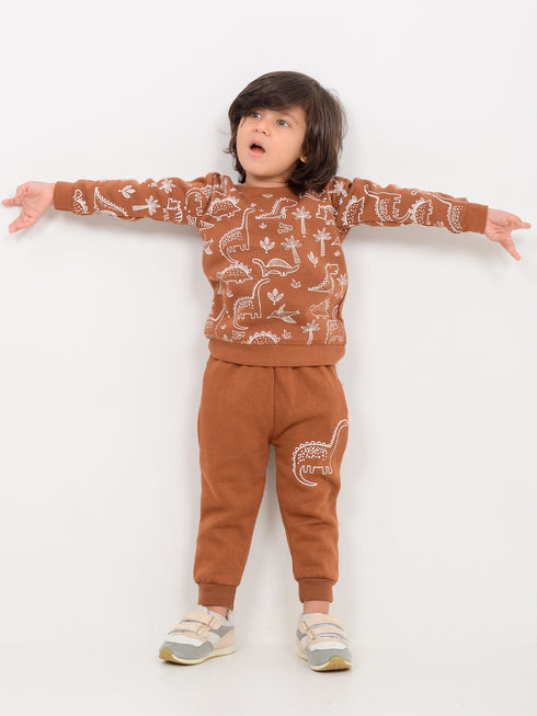 Mini Dino Ranger Fleece Suit (Toffee Brown)