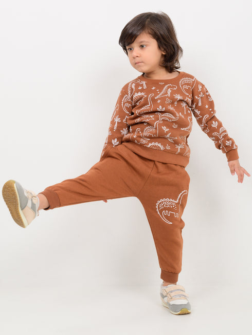 Mini Dino Ranger Fleece Suit (Toffee Brown)