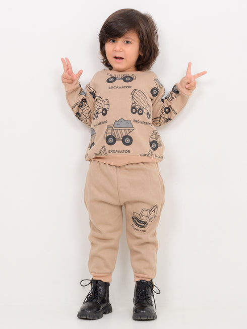 Little Engineer Fleece Suit (Camel Brown)
