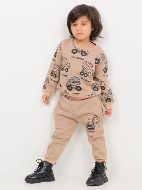 Little Engineer Fleece Suit (Camel Brown)