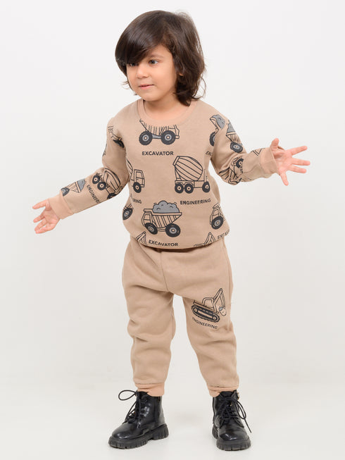 Little Engineer Fleece Suit (Camel Brown)