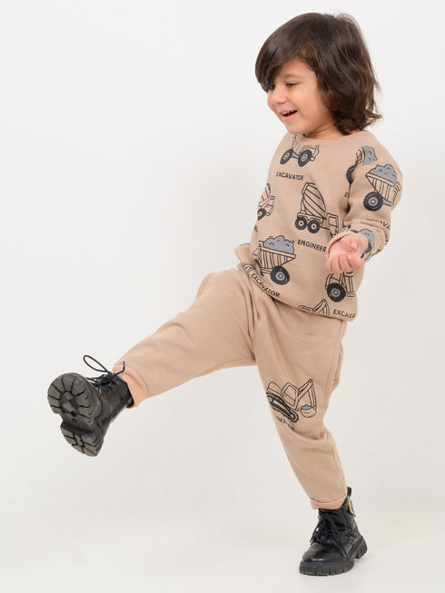 Little Engineer Fleece Suit (Camel Brown)