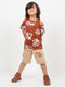 Tiny Builder Cotton Short Set (Rust Brown & Beige)