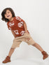 Tiny Builder Cotton Short Set (Rust Brown & Beige)