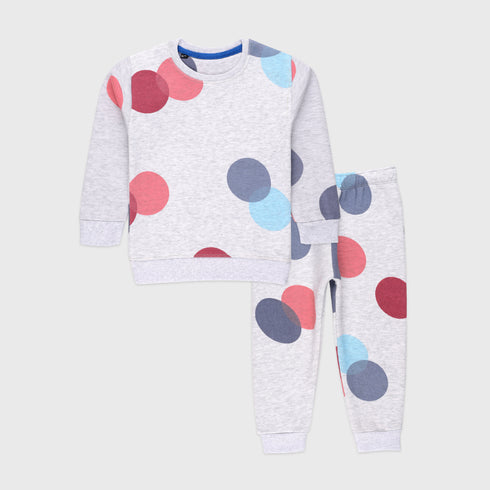 Polka Dots Fleece Tracksuit (Grey)