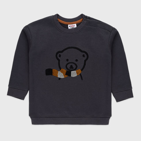 Bear Printed Fleece Sweatshirt (Charcoal Grey)