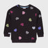 Hearts Printed Fleece Sweatshirt (Black)