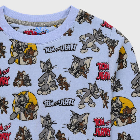 Tom & Jerry Allover Printed Fleece Tracksuit (Blue)