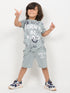 Born To Be Kind Cotton Short Set (Blue Grey)