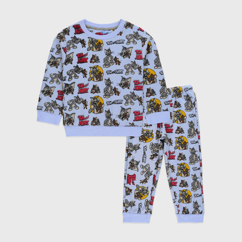 Tom & Jerry Allover Printed Fleece Tracksuit (Blue)