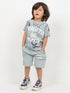 Born To Be Kind Cotton Short Set (Blue Grey)