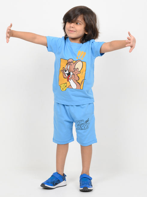 Jerry Adventure Cotton Short Set (Bright Blue)