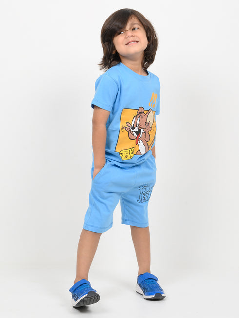 Jerry Adventure Cotton Short Set (Bright Blue)