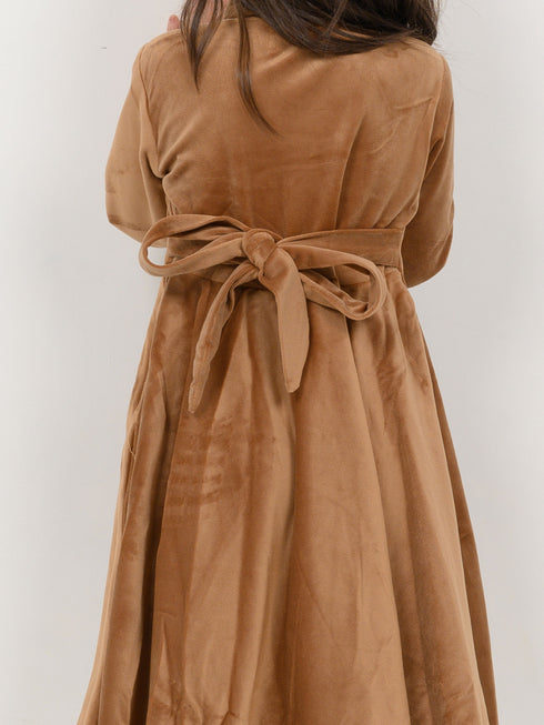 Imported Velour Princess Frock (Brown)