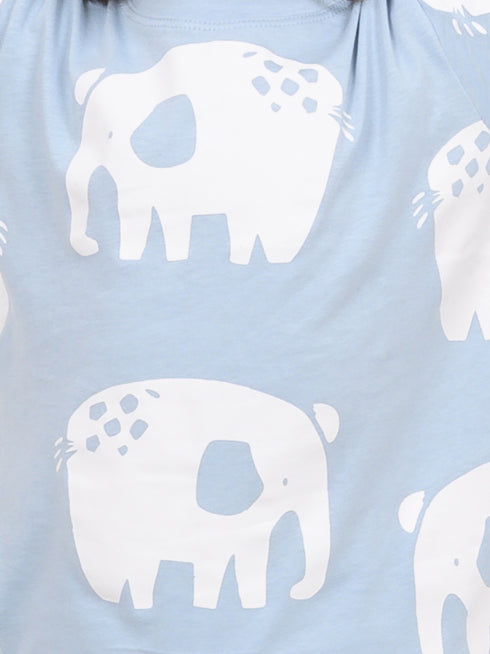 Elephant Buddy Cotton Short Set (Baby Blue)