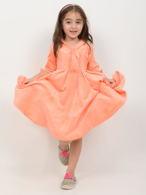 Imported Velour Princess Frock (Pink Peach)
