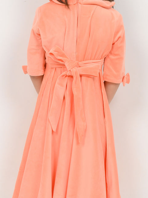 Imported Velour Princess Frock (Pink Peach)
