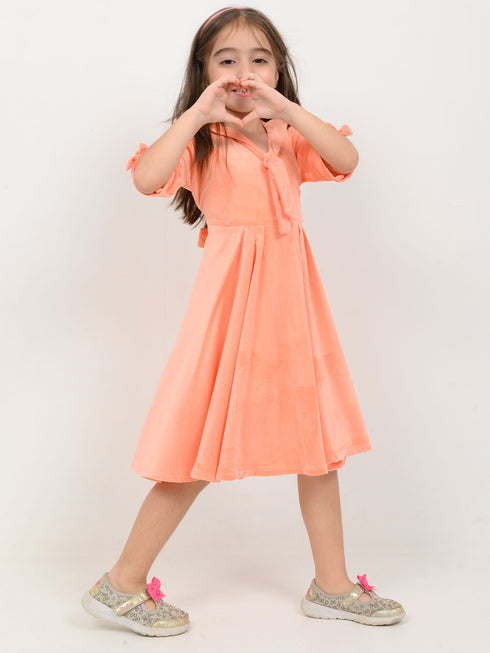 Imported Velour Princess Frock (Pink Peach)