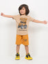 The Monster Fun Cotton Short Set (Beige & Mustard Yellow)