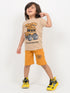 The Monster Fun Cotton Short Set (Beige & Mustard Yellow)