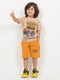 The Monster Fun Cotton Short Set (Beige & Mustard Yellow)