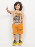 The Monster Fun Cotton Short Set (Beige & Mustard Yellow)