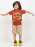 Cool To The Bone Cotton Short Set (Rust Brown & Beige)