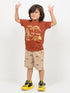 Cool To The Bone Cotton Short Set (Rust Brown & Beige)