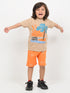 Cool Days Cotton Short Set (Beige & Orange)