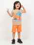 Cool Days Cotton Short Set (Beige & Orange)