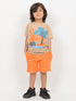 Cool Days Cotton Short Set (Beige & Orange)