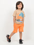 Cool Days Cotton Short Set (Beige & Orange)