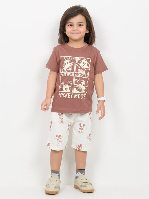 Make Today A Great Day Cotton Short Set (Terracotta & Cream)