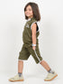 Embroidered Sleeveless Short Set (Dark Green)