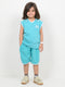 Embroidered Sleeveless Short Set (Turquoise Blue)