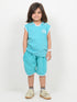 Embroidered Sleeveless Short Set (Turquoise Blue)