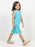 Embroidered Sleeveless Short Set (Turquoise Blue)