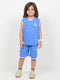 Embroidered Sleeveless Short Set (Aqua Blue)